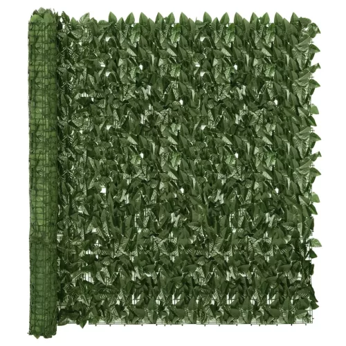  sötétzöld leveles belátás elleni erkélyparaván 300 x 150 cm