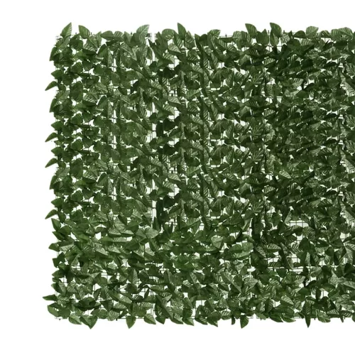  sötétzöld leveles belátás elleni erkélyparaván 300 x 150 cm