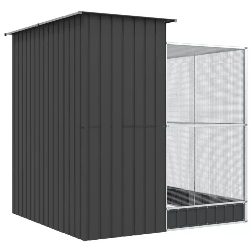  ezüst színű acél madárház kiterjesztésekkel 209 x 203 x 216 cm