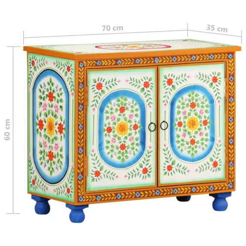  kézzel festett tömör mangófa tálalószekrény 70 x 35 x 60 cm