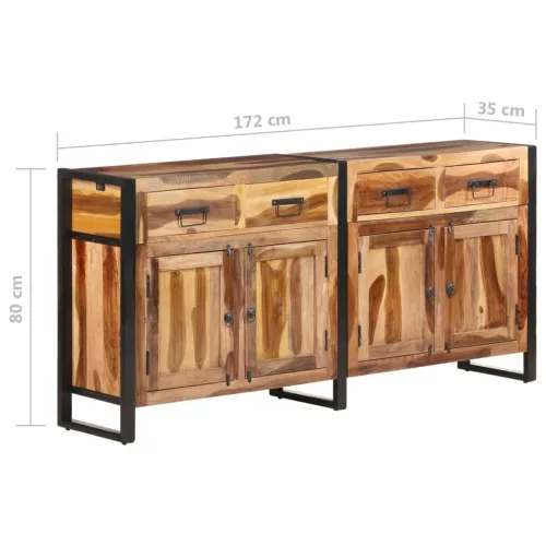  tömör akácfa tálalószekrény mézszínű felülettel 172x35x80 cm