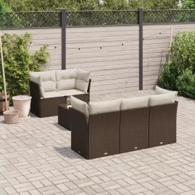  6 részes barna polyrattan kerti ülőgarnitúra párnával
