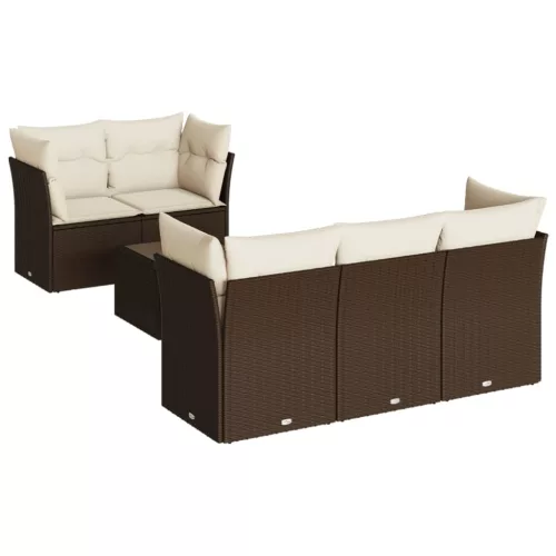  6 részes barna polyrattan kerti ülőgarnitúra párnával
