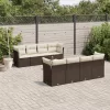  9 részes barna polyrattan kerti ülőgarnitúra párnákkal