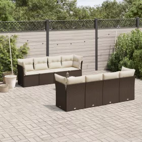    9 részes barna polyrattan kerti ülőgarnitúra párnákkal