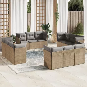    12 részes bézs polyrattan kerti ülőgarnitúra párnákkal