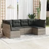  6 részes világosszürke polyrattan kerti ülőgarnitúra párnákkal