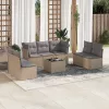  8 részes bézs polyrattan kerti ülőgarnitúra párnával
