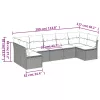  7 részes fekete polyrattan kerti ülőgarnitúra párnával