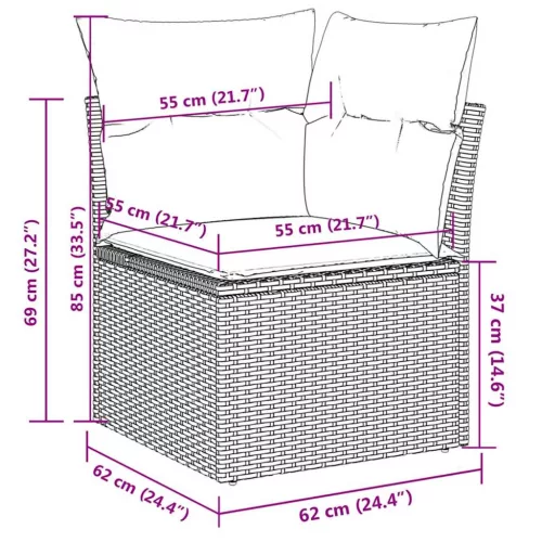  9 részes bézs polyrattan kerti ülőgarnitúra párnákkal