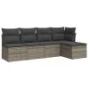  5 részes szürke polyrattan kerti ülőgarnitúra párnákkal