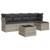  6 részes világosszürke polyrattan kerti ülőgarnitúra párnákkal
