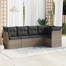    5 részes szürke polyrattan kerti ülőgarnitúra párnákkal