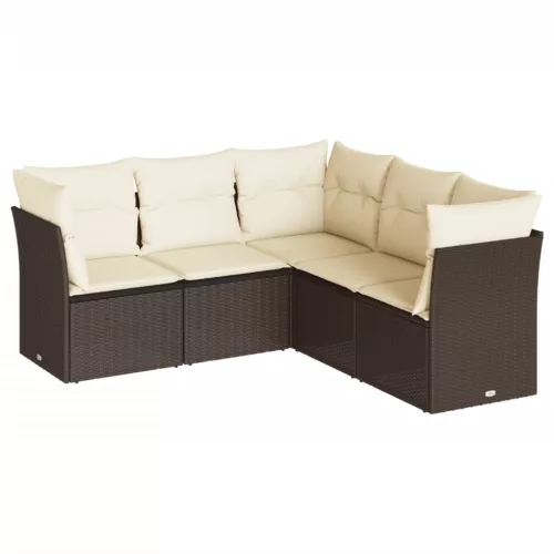  5 részes barna polyrattan kerti ülőgarnitúra párnával