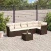  7 részes barna polyrattan kerti ülőgarnitúra párnákkal