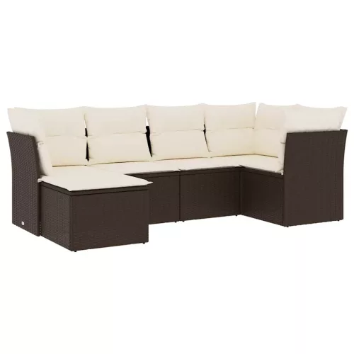  6 részes barna polyrattan kerti ülőgarnitúra párnával