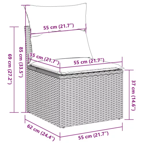  6 részes barna polyrattan kerti ülőgarnitúra párnával