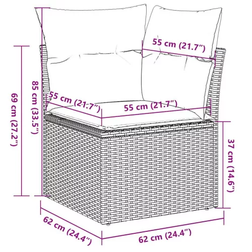  6 részes barna polyrattan kerti ülőgarnitúra párnával