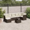  8 részes barna polyrattan kerti ülőgarnitúra párnákkal