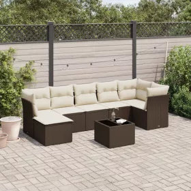    8 részes barna polyrattan kerti ülőgarnitúra párnákkal