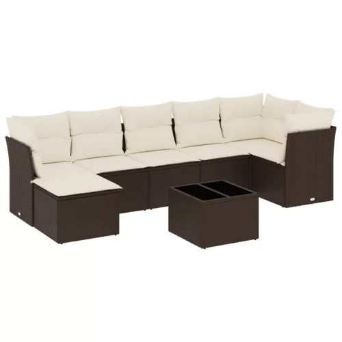  8 részes barna polyrattan kerti ülőgarnitúra párnákkal