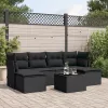  7 részes fekete polyrattan kerti ülőgarnitúra párnával