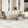  8 részes bézs polyrattan kerti ülőgarnitúra párnával