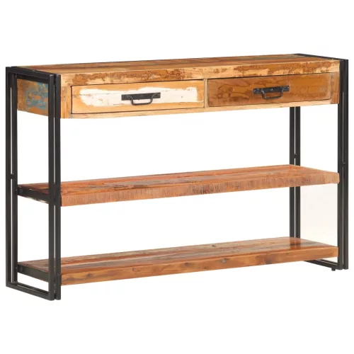  tömör újrahasznosított fa tálalószekrény 120 x 30 x 75 cm