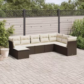    8 részes barna polyrattan kerti ülőgarnitúra párnákkal