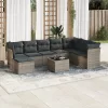  9 részes szürke polyrattan kerti ülőgarnitúra párnákkal