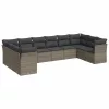  10 részes szürke polyrattan kerti ülőgarnitúra párnákkal