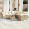  11 részes bézs polyrattan kerti ülőgarnitúra párnákkal