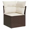  9 részes barna polyrattan kerti ülőgarnitúra párnákkal