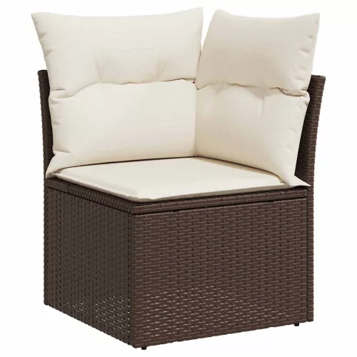 9 részes barna polyrattan kerti ülőgarnitúra párnákkal
