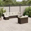 9 részes barna polyrattan kerti ülőgarnitúra párnákkal
