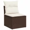  9 részes barna polyrattan kerti ülőgarnitúra párnákkal