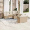  10 részes bézs polyrattan kerti ülőgarnitúra párnával