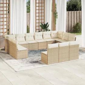    13 részes bézs polyrattan kerti ülőgarnitúra párnákkal
