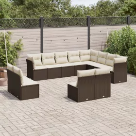    12 részes barna polyrattan kerti ülőgarnitúra párnákkal