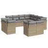  11 részes bézs polyrattan kerti ülőgarnitúra párnákkal