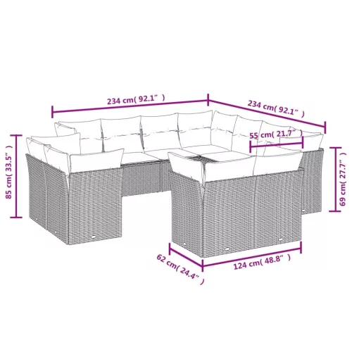  11 részes bézs polyrattan kerti ülőgarnitúra párnákkal
