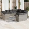  11 részes világosszürke polyrattan kerti ülőgarnitúra párnákkal