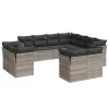  11 részes világosszürke polyrattan kerti ülőgarnitúra párnákkal