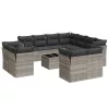  12 részes világosszürke polyrattan kerti ülőgarnitúra párnával