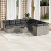  12 részes világosszürke polyrattan kerti ülőgarnitúra párnával