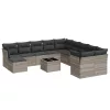  12 részes világosszürke polyrattan kerti ülőgarnitúra párnával
