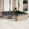  13 részes szürke polyrattan kerti ülőgarnitúra párnákkal
