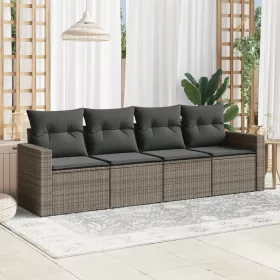    4 részes szürke polyrattan kerti ülőgarnitúra párnákkal