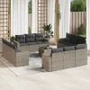  13 részes szürke polyrattan kerti ülőgarnitúra párnákkal