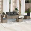  6 részes szürke polyrattan kerti ülőgarnitúra párnákkal